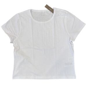 NWT J. Crew White '90s Cropped Organic Slub Cotton T-Shirt - SIZE XL
